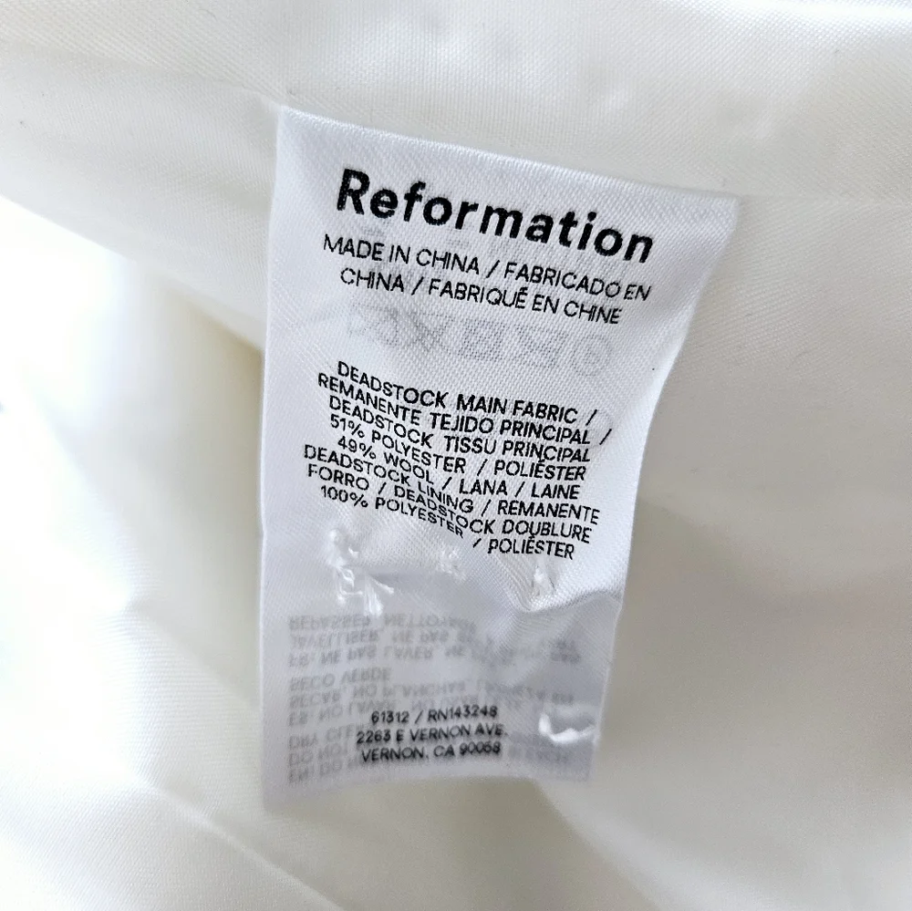 New Reformation Eden Nipped Waist Coat White - Picture 10 of 10